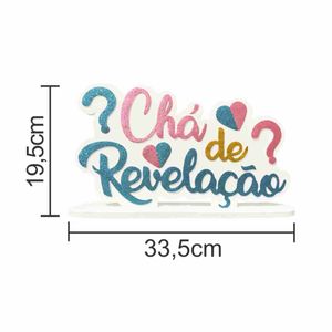 Enfeite Grande Chá Revelação Letreiro com Glitter