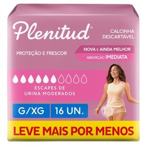 Roupa Íntima Descartável Plenitud Femme G/XG 16 Unidades