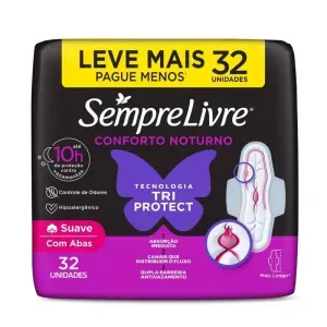 Absorvente Externo Sempre Livre Conforto Noturno Suave, 32un Leve Mais Pague Menos