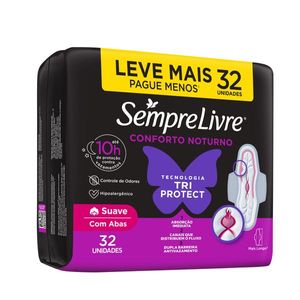 Absorvente Externo Sempre Livre Conforto Noturno Suave, 32un Leve Mais Pague Menos