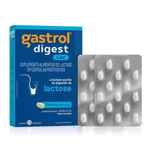 Enzima Lactase Gastrol Digest Lactose 10 000U FCC 30 Cápsulas Mastigáveis