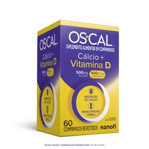 OsCal Cálcio+ 500mg + Vitamina D 400UI 60 Comprimidos