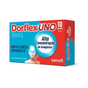 Dorflex UNO Analgésico Contra Enxaqueca Dipirona Monoidratada 1g 10 Comprimidos