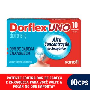 Dorflex UNO Analgésico Contra Enxaqueca Dipirona Monoidratada 1g 10 Comprimidos