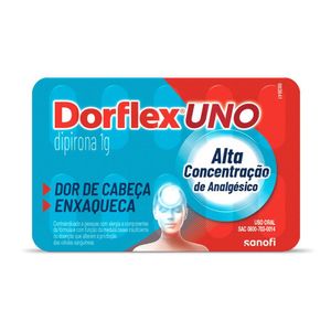 Dorflex UNO Analgésico Contra Enxaqueca Dipirona Monoidratada 1g 4 Comprimidos