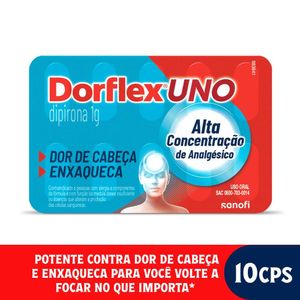 Dorflex UNO Analgésico Contra Enxaqueca Dipirona Monoidratada 1g 4 Comprimidos
