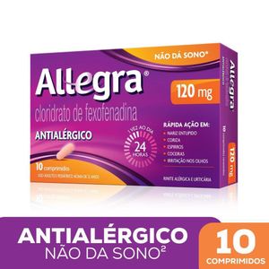 Allegra Antialérgico Cloridrato de Fexofenadina 120mg 10 Comprimidos Revestidos