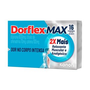 Dorflex Analgésico Relaxante Muscular Max Dipirona Dor no Corpo Intensa 600mg + 70mg + 100mg 16 Comp