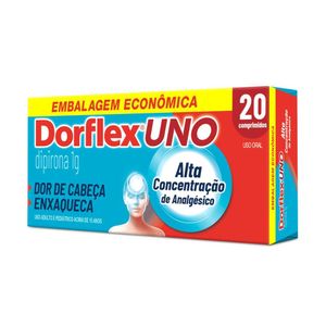 Dorflex UNO Analgésico Contra Enxaqueca Dipirona Monoidratada 1g 20 Comprimidos