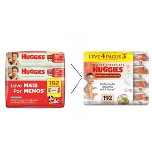 Toalhas Umedecidas Huggies Hidratação e Nutrição 192 Unidades