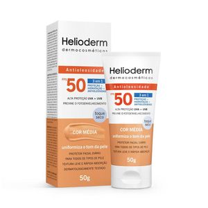 Protetor Facial Diário Antioleosidade Helioderm FPS50 Cor Média 50g