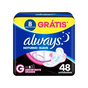 Absorvente Always Noturno G Suave com Abas 48 Unidades Leve Pague