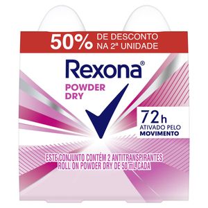 Desodorante Rexona Roll-On 50ml Powder Dry 50% Desconto na 2 Unidade