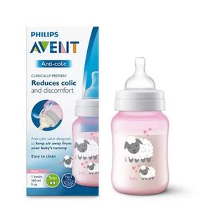 Mamadeira Avent 260ml SCF821/14-SCY121/05 Anti-Colic Rosa Ovelha