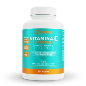 C-Triple Vitamina C 500mg 100 Comprimidos com Vitamina D + Zinco