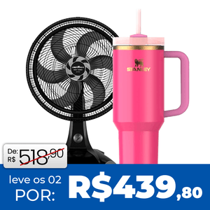 Kit Copo Stanley Quencher Pink Parade 1,18L + Ventilador Britânia 127V