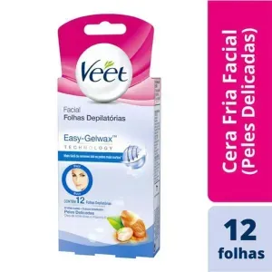 Folha Depilatória Facial Veet Peles Delicadas 12 Unidades + 2 Lenços Umedecidos