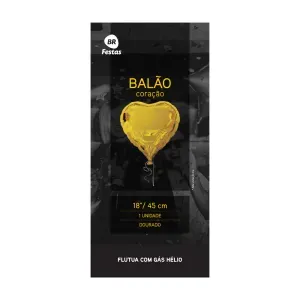 Balão BR Festas Coração Dourado