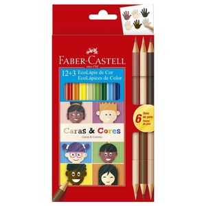 Lápis Faber-Castell Ecolápis Caras e Cores 12 Cores + 3 Unidades