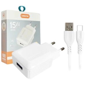 Kit Carregador e Cabo USB Tipo-C  3 a 15W Kimaster