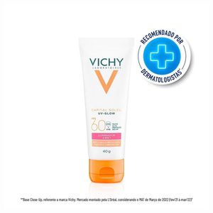 Protetor Solar com Cor Clara a Média Clara Vichy Capital Soleil UV Glow FPS 60 40g