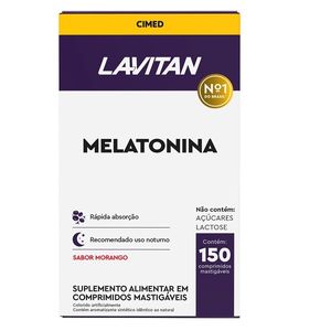 Suplemento Alimentar Lavitan Melatonina Morango Cimed Mastigáveis 150 Comprimidos