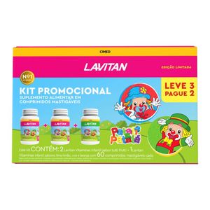 Kit 2 Suplementos Tutti Frutti + 1 Lima-Limão, Uva e Laranja Patati Patatá Lavitan 60 Comprimidos Ma