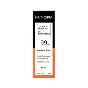 Protetor Solar Facial Principia Skincare PS-01 20% Mix de Filtros UV + 5% Niacinamida FPS 99 40ml