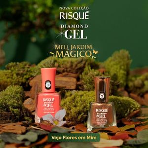 Esmalte Coral Cremoso Risqué Diamond Gel Meu Jardim Mágico Vejo Flores em Mim 9,5ml