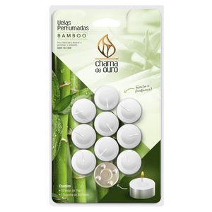Kit Vela Perfumada 10 Unidades Bambu Chama De Ouro