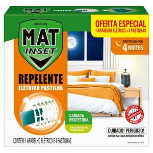 Aparelho Elétrico Mata-Insetos + 4 Pastilhas Repelentes