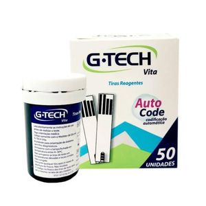 Tiras Glicose G-Tech 50 Unidades Reagentes Vita