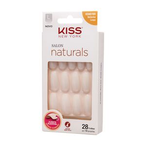 Unhas Postiças Kiss NY Salon Natural Bailarina Longo 28 Unidades