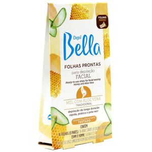 Folhas Depilatórias Faciais Depil Bella com Mel 16 Unidades