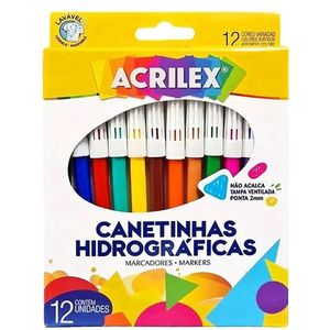 Canetinha Hidrográfica Acrilex 12 Cores