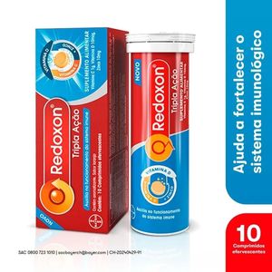 Vitamina C Redoxon Tripla Ação Sabor Laranja 10 Comprimidos Efervecentes