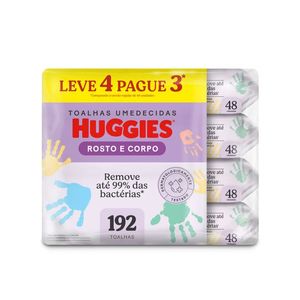 Lenços Umedecidos Huggies Rosto e Corpo Limpeza 4 x 48 Un