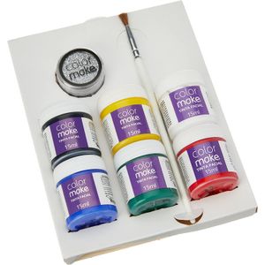 Kit Tinta Facial Colormake 15ml com Glitter 6 Cores e Pincel