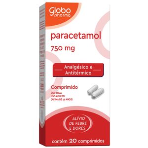 Paracetamol 750mg 20 Comprimidos Genérico Globo