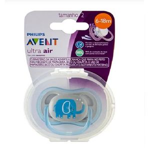 Chupeta Avent 6-18 Meses SCF086/78 Ultra Air Azul Elefante