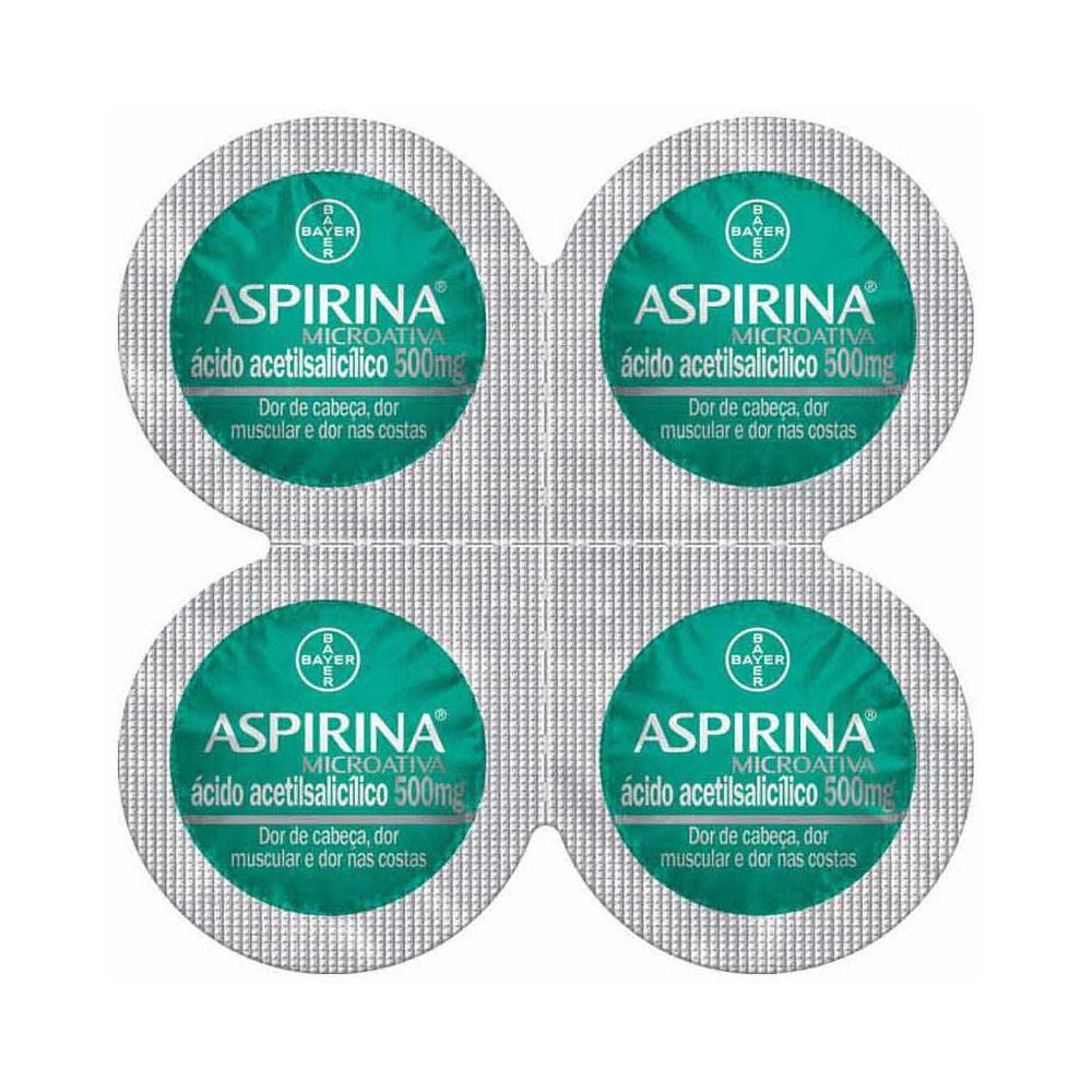 Aspirina Microativa 500mg Blíster 4 Comprimidos Revestidos Liberação Prolongada