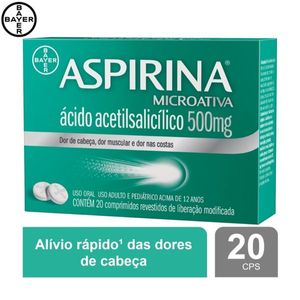 Aspirina Microativa 500mg 20 Comprimidos Revestidos