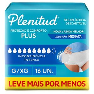 Roupa Íntima Descartável Plenitud Active Plus G/XG 16 Unidades