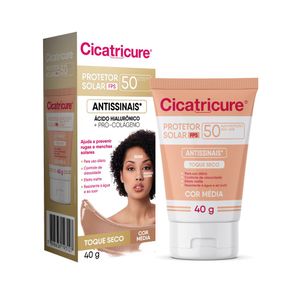 Protetor Solar Facial Cicatricure FPS 50 Cor Média 40g Genomma