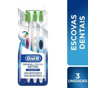 Escova Dental Oral-B Gengivas Detox Ultrafino 3 Unidades