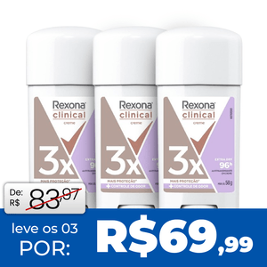Kit Desodorante Feminino 3: Desodorante Rexona Cr Clinical 58G Extra Dry 96H