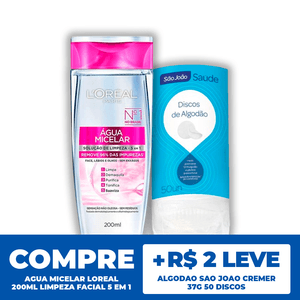 Bundle: Água Micelar L’Oréal + Algodão São João Discos