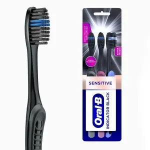 Escova Dental Oral-B Extramacia Sensitive Indicator Black 3 Unidades