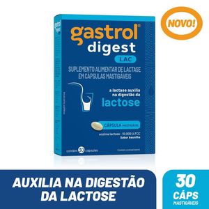 Enzima Lactase Gastrol Digest Lactose 10 000U FCC 30 Cápsulas Mastigáveis