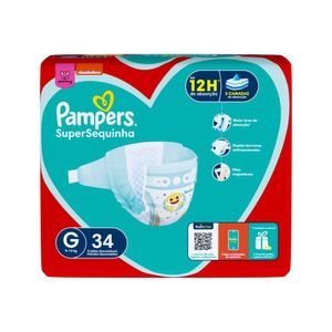 Fralda Infantil Pampers SuperSequinha G Pacote 34 Unidades